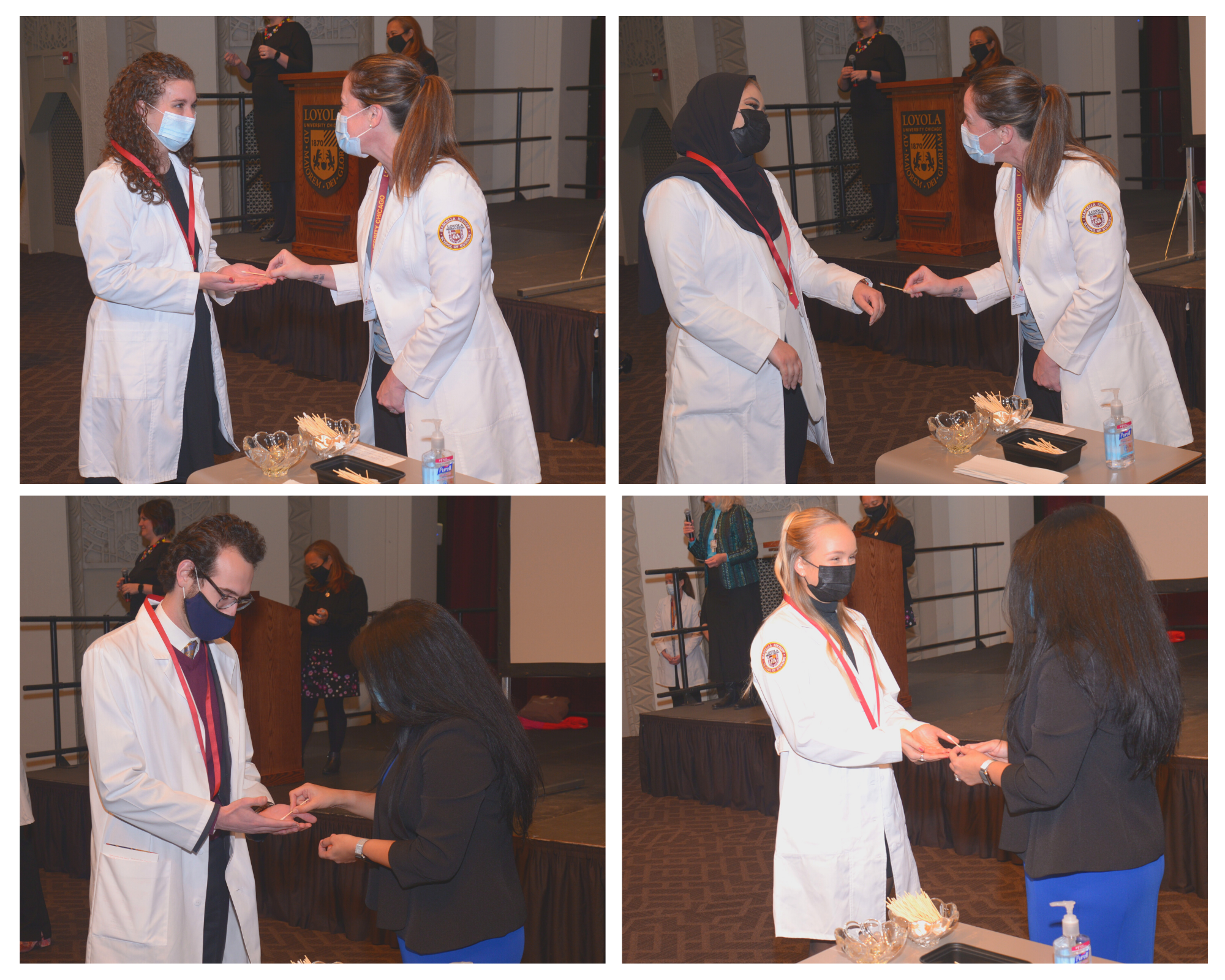 Collage of students having their hands blessed by faculty members
